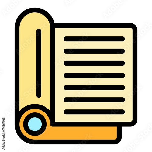 Film scenario script icon. Outline film scenario script vector icon color flat isolated