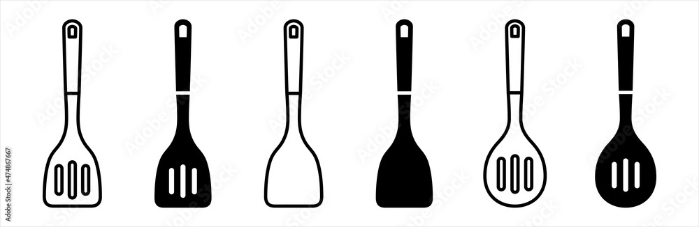 Spatula icon. Cooking utensil set of tools. Kitchen tools black vector illustration. Spatula icon. Cooking utensil set of tools. Kitchen tools black vector illustration.