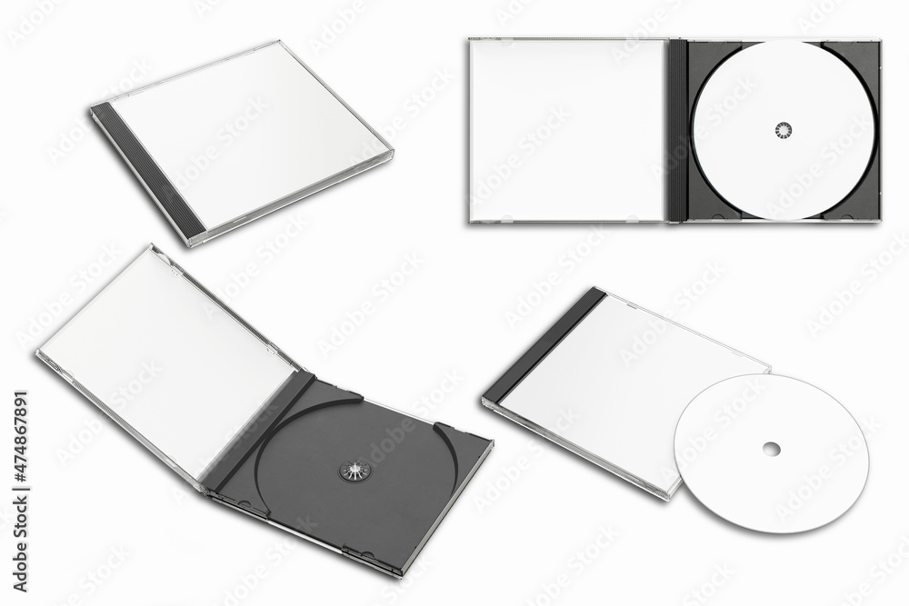 Blank CD and CD case mock up set. Clipping path included for easy selection. cd dvd cover album design template mockup isolated on white background. 3d rendering. Blank CD and CD case mock up set. Clipping path included for easy selection. cd dvd cover album design template mockup isolated on white background. 3d rendering.
