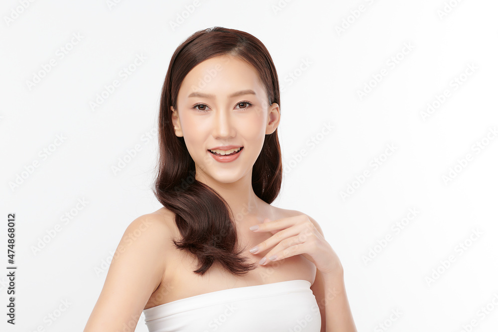 Beautiful young asian woman with clean fresh skin on white background, Face care, Facial treatment, Cosmetology, beauty and spa, Asian women portrait. Beautiful young asian woman with clean fresh skin on white background, Face care, Facial treatment, Cosmetology, beauty and spa, Asian women portrait.