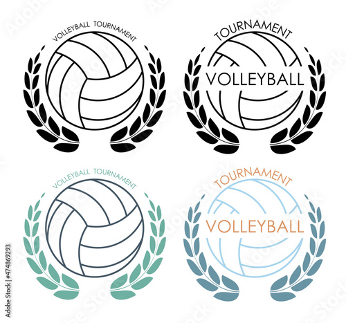 symbols sport ball for VOLLEYBALL on white background with winner laurel wreath. VOLLEYBALL competition. Isolated vector