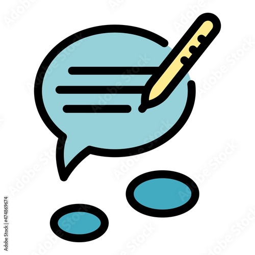 Writing idea icon. Outline writing idea vector icon color flat isolated