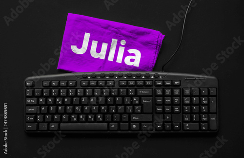 Julia programming language. Rag width word Julia on computer keyboard.
 photo