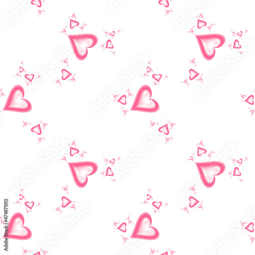 Seamless abstract fractal background with pink hearts