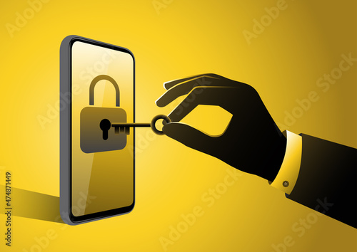 Mobile phone internet security concept illustration