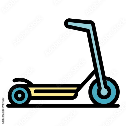 Electric scooter icon. Outline electric scooter vector icon color flat isolated