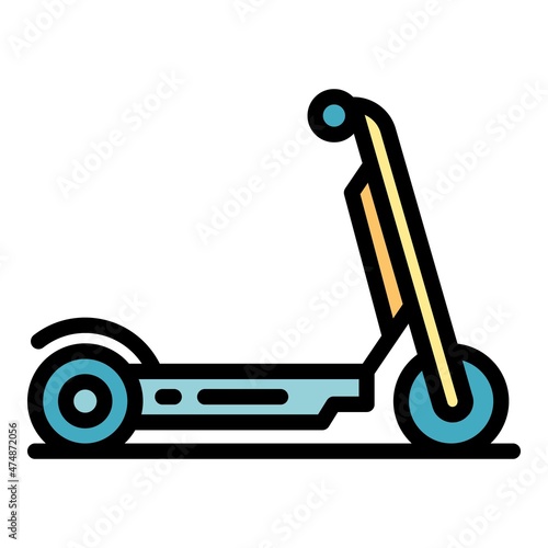 Kick electric scooter icon. Outline kick electric scooter vector icon color flat isolated