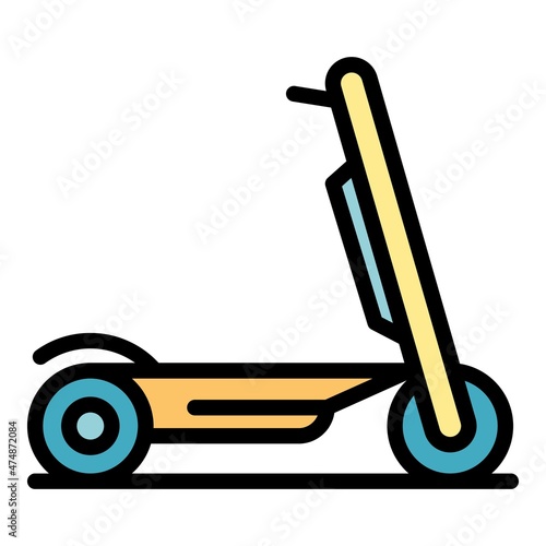 Helmet electric scooter icon. Outline helmet electric scooter vector icon color flat isolated