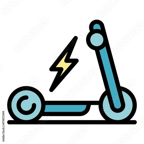 Handle electric scooter icon. Outline handle electric scooter vector icon color flat isolated