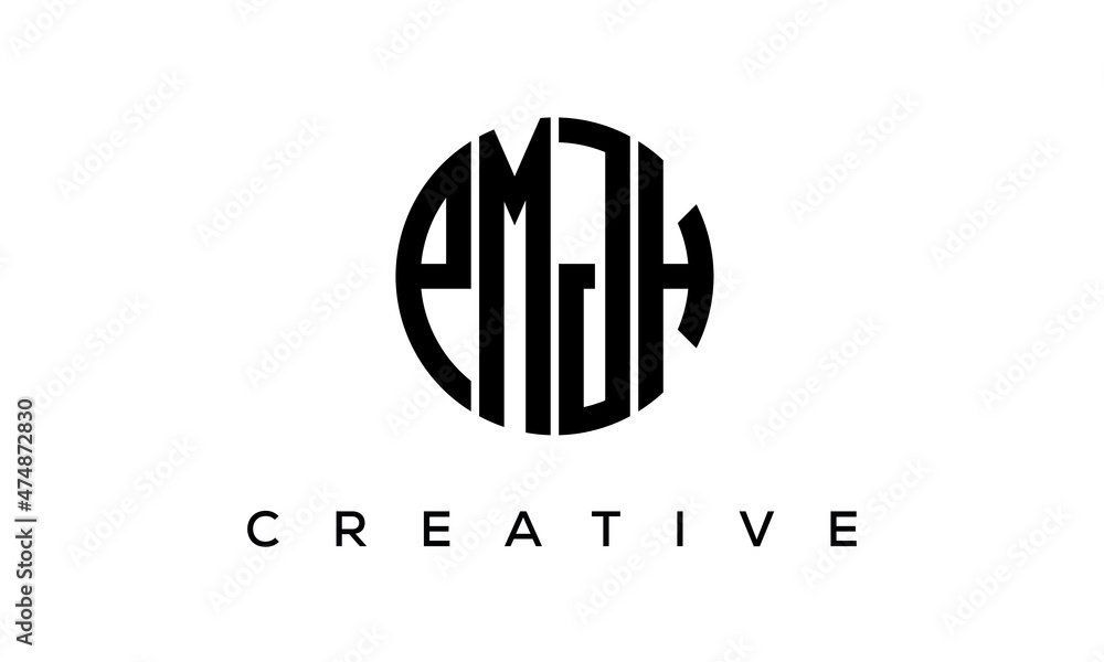 PMJH letters circle logo design vector template PMJH letters circle logo design vector template