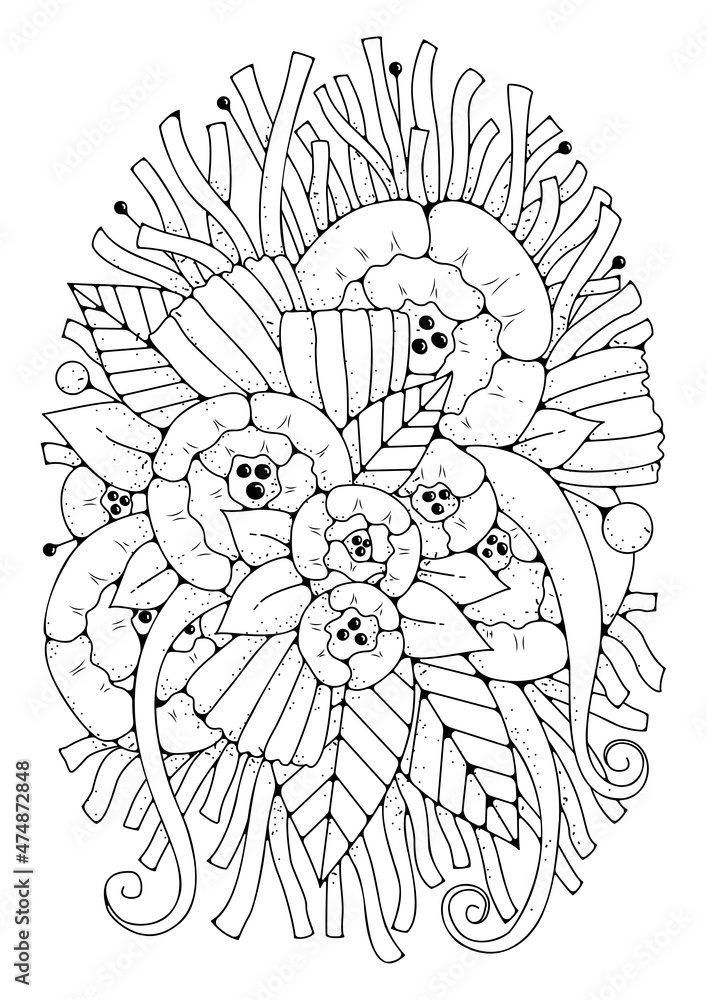 Art line flower background for coloring. Coloring page for children and ...