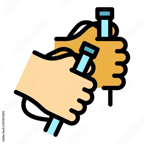 Handle sticks nordic walking icon. Outline handle sticks nordic walking vector icon color flat isolated