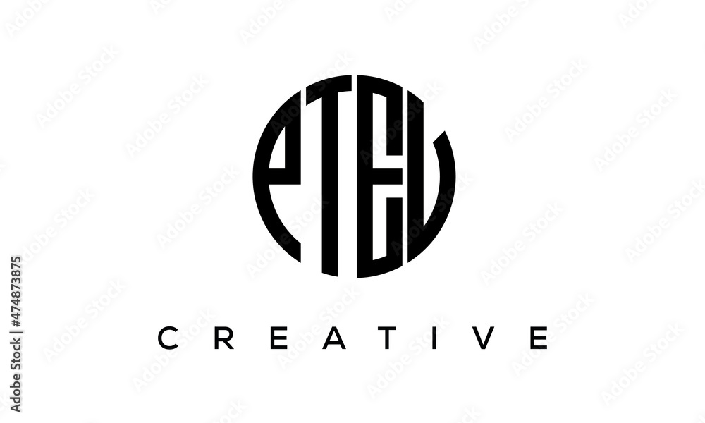PTEV letters circle logo design vector template PTEV letters circle logo design vector template