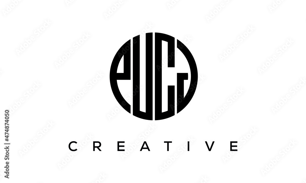PUCJ letters circle logo design vector template PUCJ letters circle logo design vector template