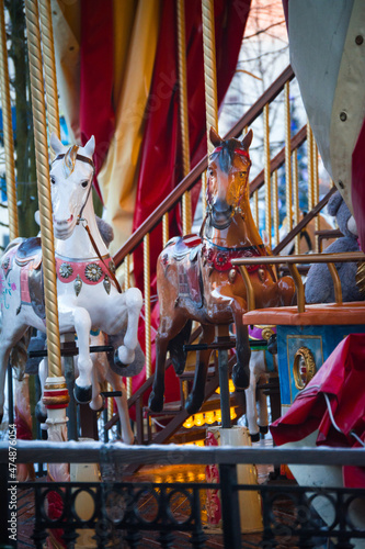festive carousel with horses
