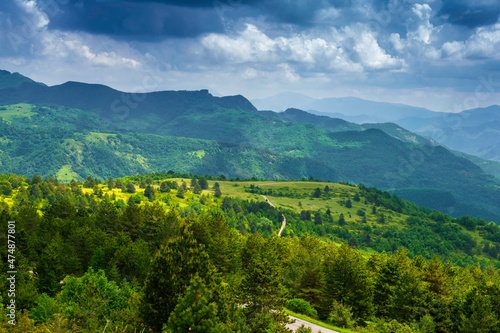 Mountain landscape along Forca di Presta, Marche, italy photo