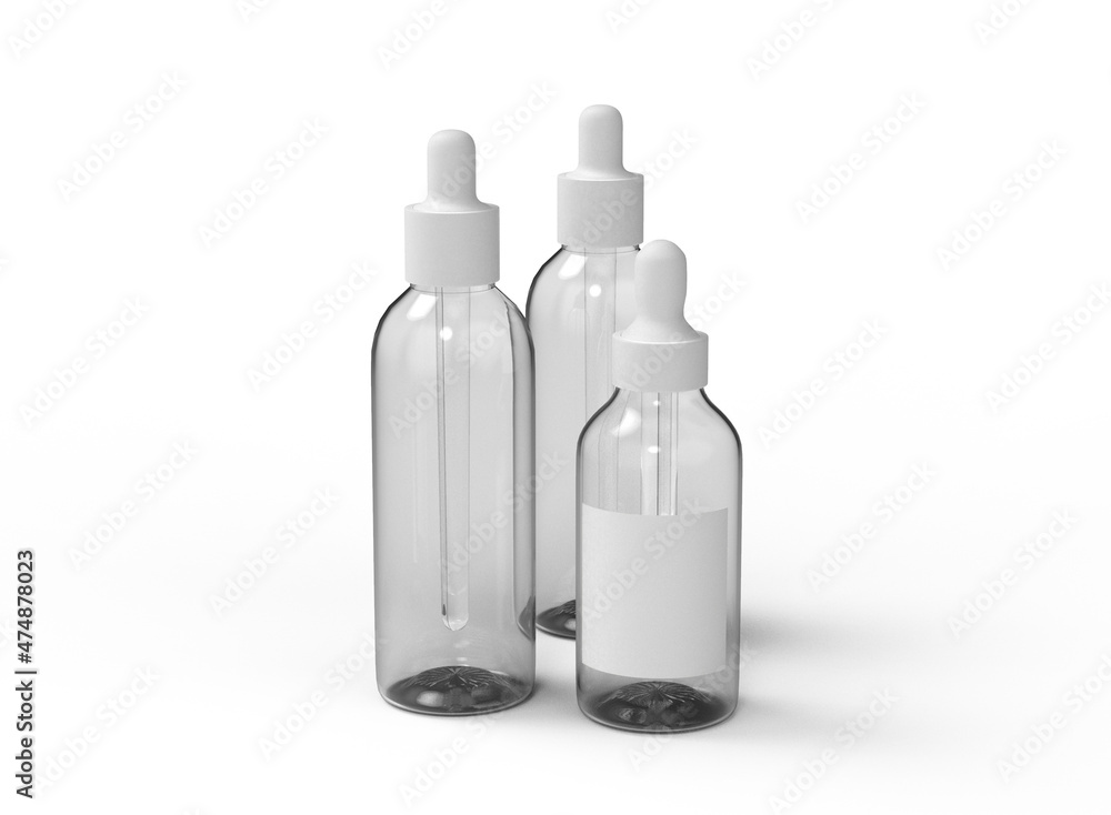 Three Glass Dropper Bottles Mockup