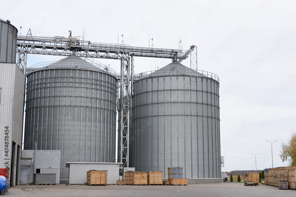 Industrial zone. metal buildings of the sunflower oil plant Industrial zone. metal buildings of the sunflower oil plant