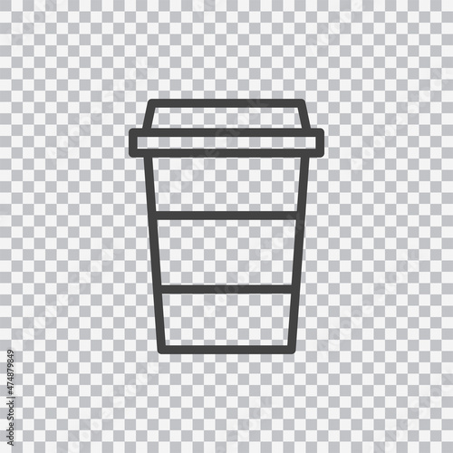 Disposable coffee cup icon isolated on transparent background. Vector.