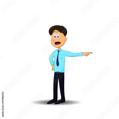 cartoon businessman scold pointing to get out