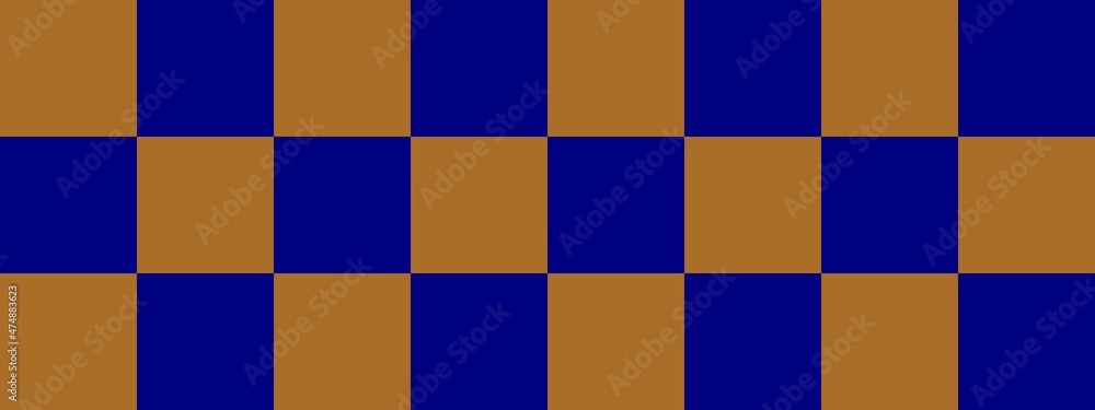 Checkerboard banner. Navy and Brown colors of checkerboard. Big squares, big cells. Chessboard, checkerboard texture. Squares pattern. Background. Checkerboard banner. Navy and Brown colors of checkerboard. Big squares, big cells. Chessboard, checkerboard texture. Squares pattern. Background.