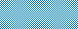 Checkerboard banner. Blue and White colors of checkerboard. Small squares, small cells. Chessboard, checkerboard texture. Squares pattern. Background.