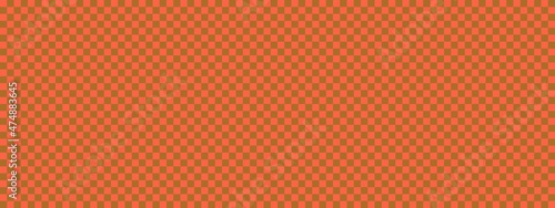 Checkerboard banner. Brown and Tomato colors of checkerboard. Small squares, small cells. Chessboard, checkerboard texture. Squares pattern. Background.