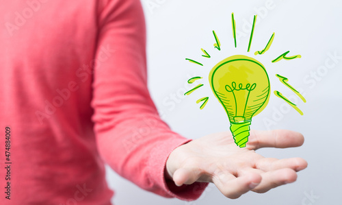 hand holding eco light bulb energy concept