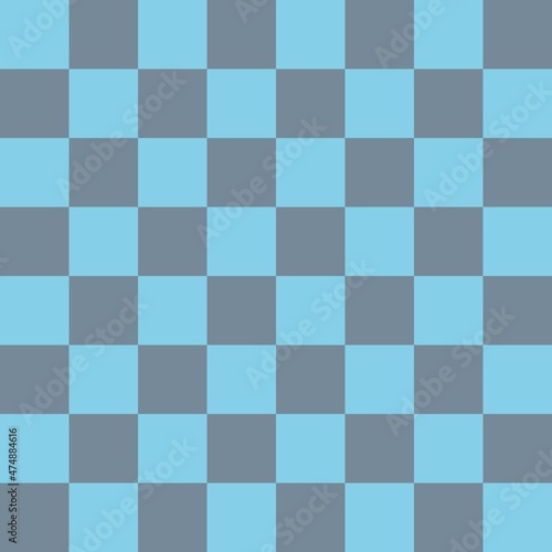 Checkerboard 8 by 8. Light Slate Grey and Sky blue colors of checkerboard. Chessboard, checkerboard texture. Squares pattern. Background.
