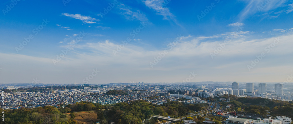 Obraz premium 横浜市戸塚上空からの風景