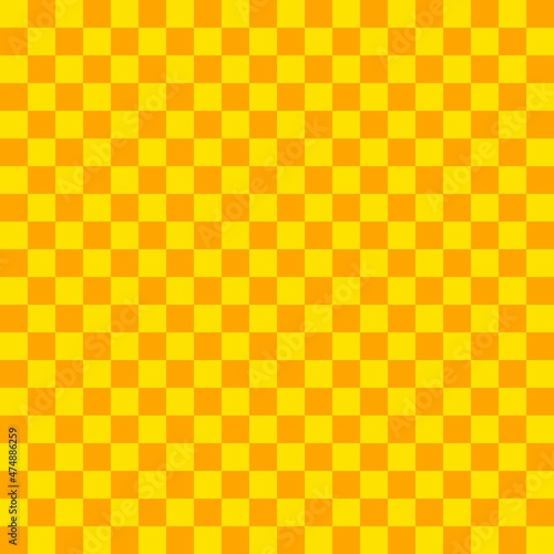 Two color checkerboard. Orange and Yellow colors of checkerboard. Chessboard, checkerboard texture. Squares pattern. Background.