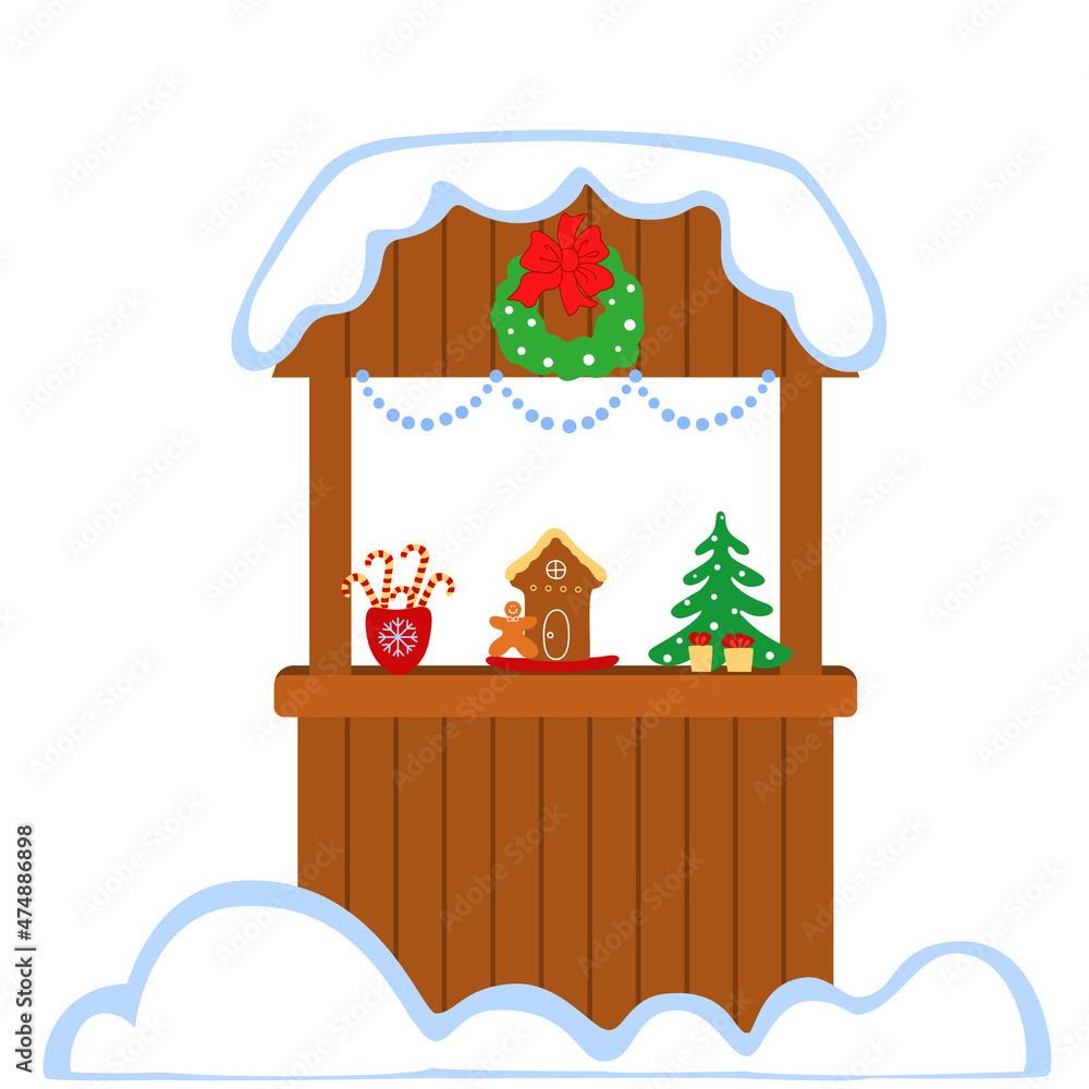Obraz premium Сhristmas tent. Decorative composition is ideal for Christmas and New Year's cards, posters. Vector illustration
