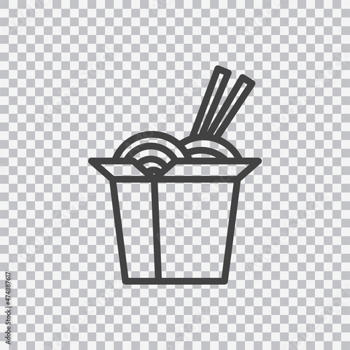 Chinese food box outline icon. Vector isolated on transparent background.