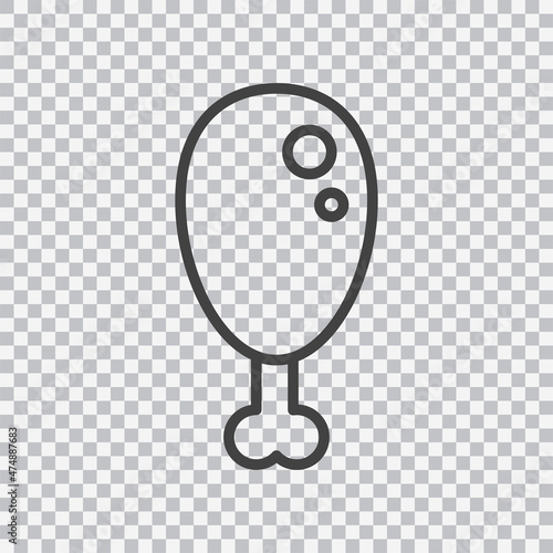 Chicken leg outline icon. Vector isolated on transparent background.