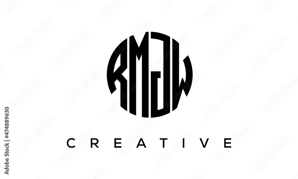 RMJW letters circle logo design vector template, RMJW letters circle logo design vector template,
