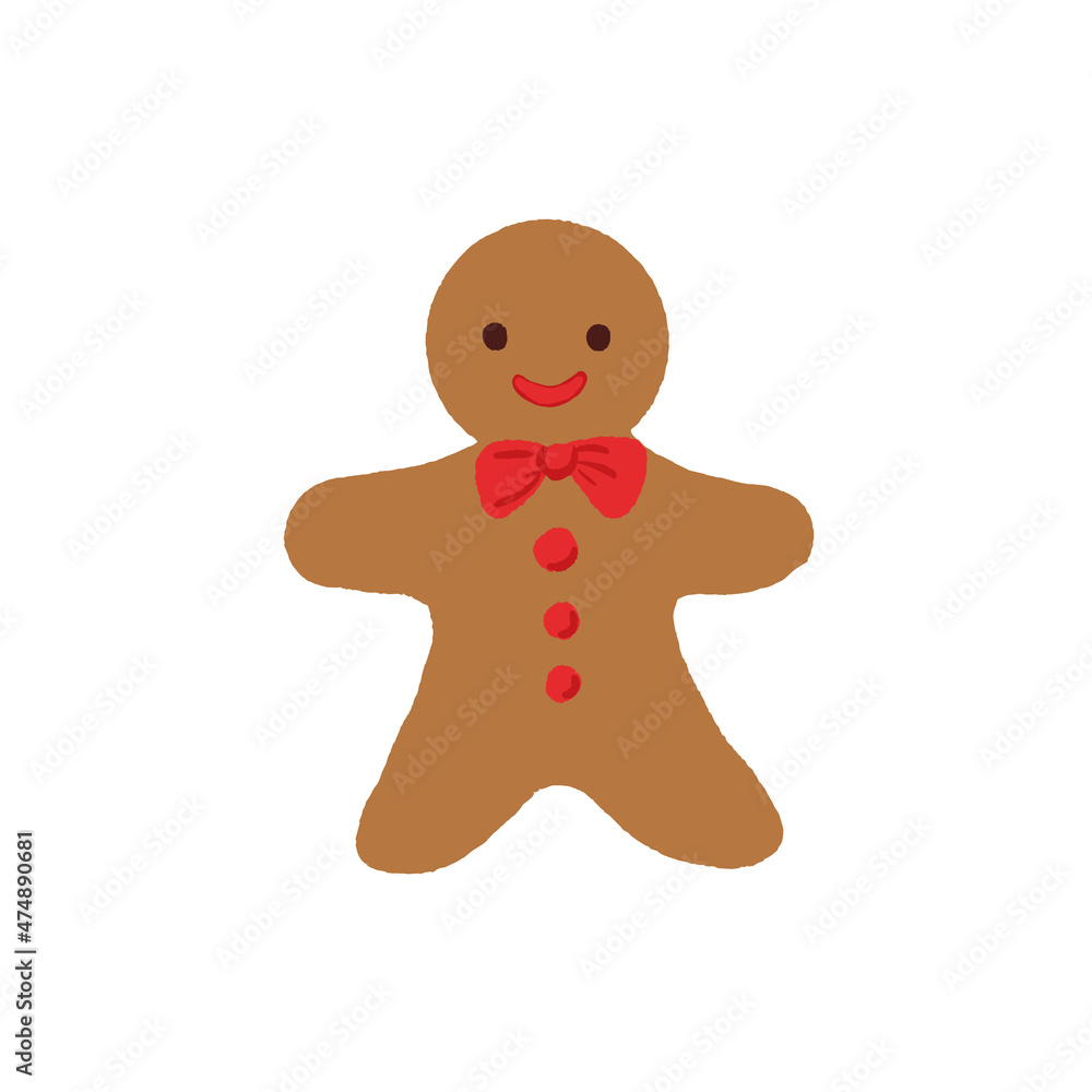 Isolated hand drawn happy Christmas Gingerbread man cookie Isolated hand drawn happy Christmas Gingerbread man cookie