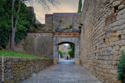 Fototapeta Naklejka Na Ścianę i Meble -  View of one of the corners of the French gardens in Girona, Catalunya, Spain