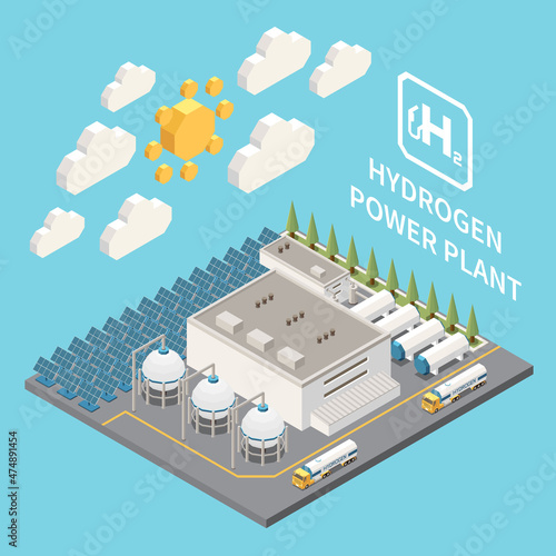 Hydrogen Power Plant Isometric View