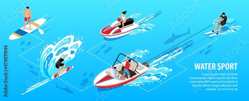 Watersport Isometric Infographic Set