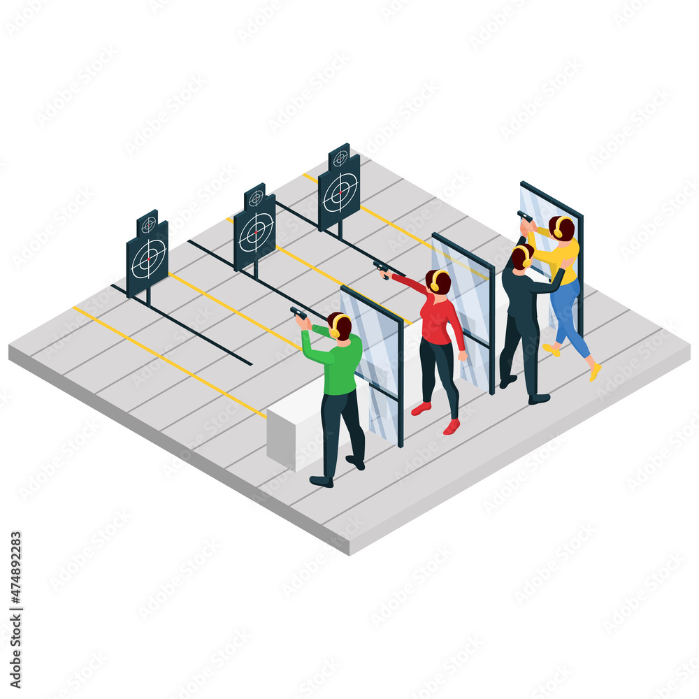 Shooting Range Isometric Composition Shooting Range Isometric Composition