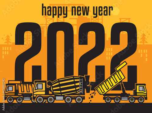 Construction machinery, Happy New Year card