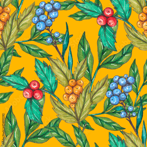 Watercolor seamless pattern with floral bouquets. Vintage botanical illustration. Elegant decoration for any kind of a design. Fashion print with colorful abstract flowers. Watercolor texture.	