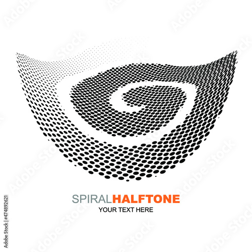 Abstract spiral shaped with halftone technic printing, vector illustration and design.
