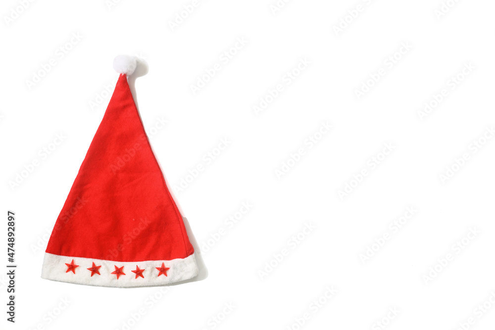 Christmas sparkling Santa Claus hat on white background. Christmas sparkling Santa Claus hat on white background.
