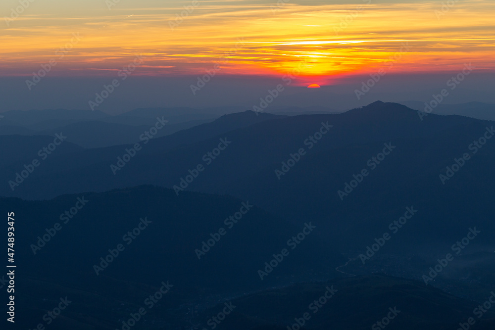 Sunset in the Carpathians, Gorgan region, Ukraine. Tourism and mountains concept. Magical sunset in the mountains. Sunset in the Carpathians, Gorgan region, Ukraine. Tourism and mountains concept. Magical sunset in the mountains.