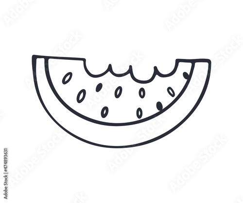 watermelon vector illustration for coloring, school children's drawings.