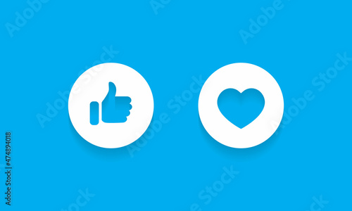 Like and Love Icon in Flat Style. Vector Illustration
