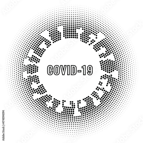 Abstract black spot halftone technic with the outbreak of the coronavirus Covid-19,An outbreak of a new strain of influenza, vector illustration simple design.