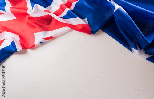 Happy Australia day concept. Australian flag against white background. 26 January. photo