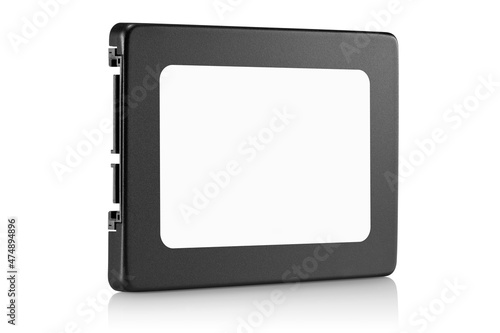 Three quarter view of simple SSD HD for computers, isolated
 photo